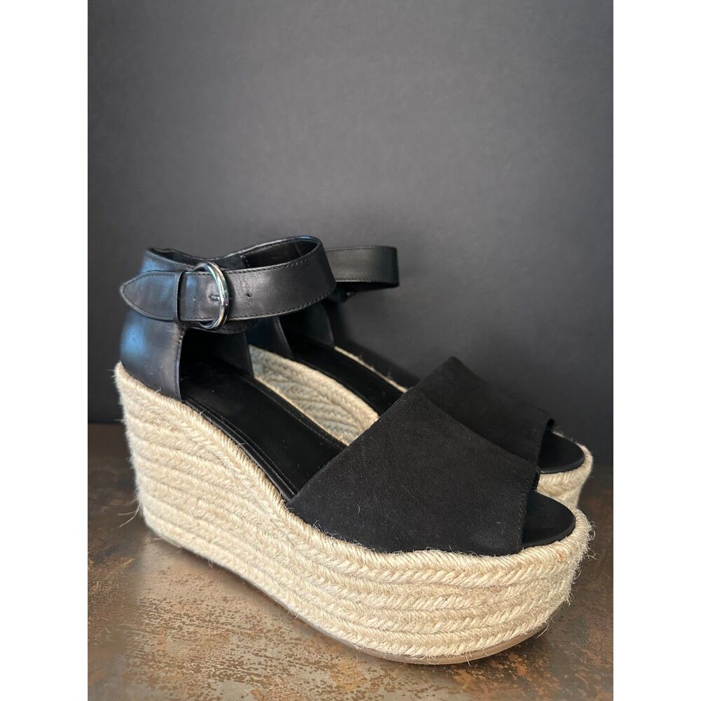 Marc Fisher Platform Sandals 10 Espadrille Minimalist Vacation Y2K Black Alita